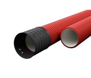 Red corrugated pipe D63 / d50.9 with rope Ecopipe (halogen-free, 50m) 
