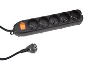 5-WAY SOCKET-OUTLET WITH SWITCH & OVERLOAD PROTECTION - BLACK - FRENCH SOCKET