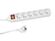 6-WAY SOCKET-OUTLET WITH SWITCH & OVERLOAD PROTECTION - WHITE - FRENCH SOCKET