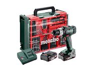 SB 18 L cordless hammer drill set, 18V 2 x 2Ah Li-power, charger SC 30, plastic carry case, mobile workshop