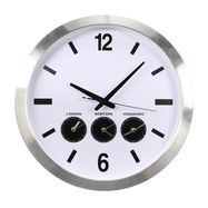 ALUMINIUM WALL CLOCK WITH THREE COUNTRY TIMES - ╪ 45.5 cm