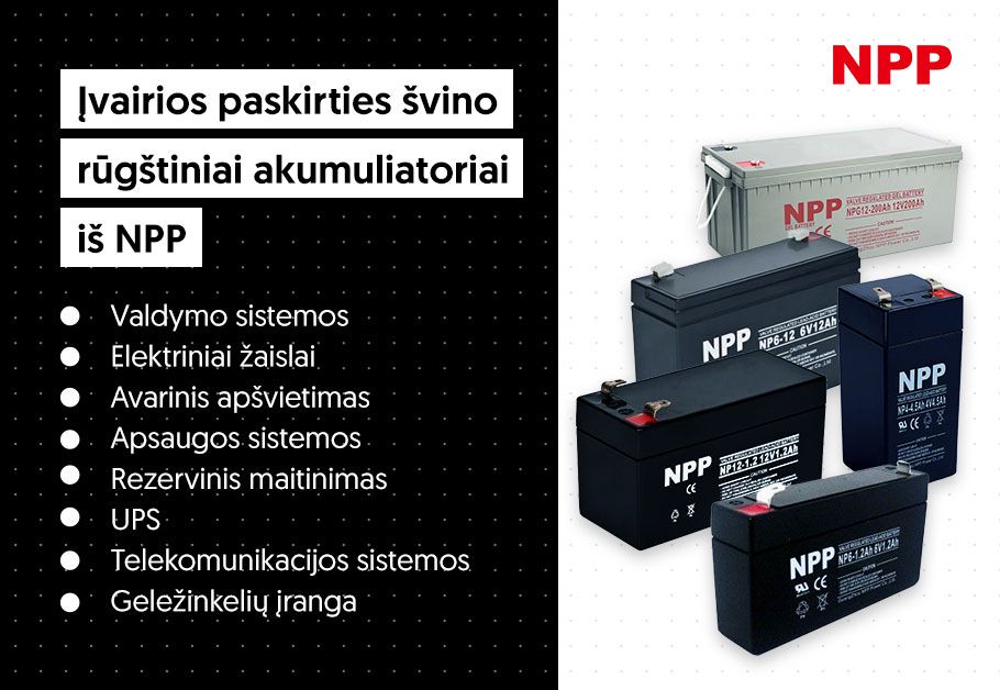 npp akumuliatorių privalumai