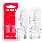 Halogen bulbs T10 W5W W2.1x9.5d 12V 2pcs blister, AMiO