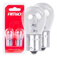 Halogen bulbs P21W BA15s 12V 2pcs blister, AMiO