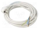 Cable; 3x1.5mm2; CEE 7/7 (E/F) plug angled,wires; PVC; 5m; white JONEX