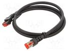 Patch cord; S/FTP; 6; stranded; Cu; LSZH; black; 1m; 27AWG HELUKABEL