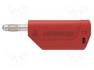 Plug; 4mm banana; 32A; 30VAC; 60VDC; red; Max.wire diam: 4mm; 2.5mm2 SCHÜTZINGER