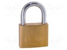 Padlock; shackle; Protection: medium (level 8); brass; A: 60mm KASP