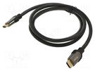 Cable; HDMI 2.1; HDMI plug,both sides; textile; 1.5m; black AKYGA