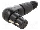Plug; XLR; female; PIN: 5; angled 90°; for cable; soldering; black CLIFF