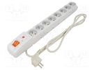 Plug socket strip: protective; Sockets: 8; 230VAC; 10A; grey HSK DATA