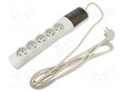 Plug socket strip: protective; Sockets: 5; 250VAC; 10A; grey HSK DATA