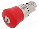 Switch: emergency stop with key; 22mm; Stabl.pos: 2; red; mushroom EAO
