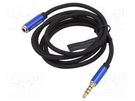 Cable; Jack 3.5mm 4pin socket,Jack 3,5mm 4pin plug; 1m; black VENTION