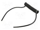 Wire: coiled; 5x0.22mm2; unshielded; PUR; black; 300V; 0.1m; 0.4m SIMECH
