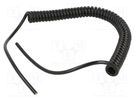 Wire: coiled; 5x0.22mm2; unshielded; PUR; black; 300V; 0.3m; 1.2m SIMECH