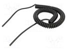 Wire: coiled; 5x0.22mm2; unshielded; PUR; black; 300V; 0.5m; 2m SIMECH