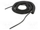 Wire: coiled; 5x0.22mm2; unshielded; PUR; black; 300V; 0.8m; 3.2m SIMECH