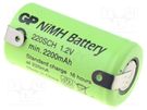 Re-battery: Ni-MH; SubC; 1.2V; 2200mAh; soldering lugs; Ø23x43mm GP