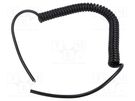 Wire: coiled; 3x0.5mm2; unshielded; PUR; black; 300V; 0.3m; 1.2m SIMECH