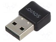 BT adapter; USB A plug; USB 2.0; with LED; black; 3Mbps; 30m SAVIO