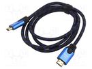 Cable; HDMI 2.1; HDMI plug,both sides; textile; 1.8m; black SAVIO
