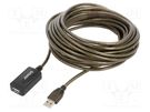 Cable; USB 2.0; USB A socket,USB A plug; 10m; black; 26AWG,28AWG SAVIO