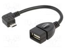 Cable; OTG,USB 2.0; USB A socket,USB B micro plug (angle) SAVIO