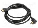 Cable; HDCP 2.2,HDMI 2.0; HDMI plug,HDMI plug 90°; PVC; 2m; black Goobay