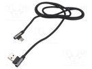 Cable; USB 2.0; USB A angled plug,USB C angled plug; 1m; black GEMBIRD