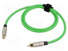 Cable; RCA socket,RCA plug; 1m; Plating: gold-plated; green TASKER