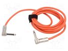 Cable; Jack 6.3mm 2pin angled plug,both sides; 3m; orange TASKER