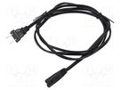Cable; 2x18AWG; IEC C7 female,NEMA 1-15 (A) plug; PVC; 1.8m; 7A Qualtek Electronics