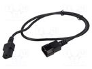 Cable; 3x18AWG; IEC C13 female,IEC C14 male; PVC; 1m; black; 10A Qualtek Electronics