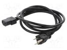 Cable; 3x18AWG; IEC C13 female,NEMA 5-15 (B) plug; PVC; 1.8m Qualtek Electronics