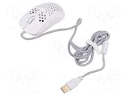 Mouse; white; USB A; optical,wired; DPI change button,RGB; 1.8m SAVIO