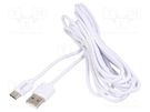 Cable; USB 2.0; USB A plug,USB C plug; 3m; white; 480Mbps; 2A SAVIO