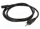 Cable; 3x16AWG; IEC C13 female,NEMA 5-15 (B) plug; PVC; 2m; black Qualtek Electronics