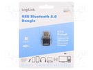 BT adapter; USB A; Bluetooth 5.0; USB; 3Mbps; 10m LOGILINK