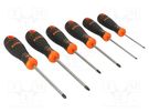 Kit: screwdrivers; Phillips,Pozidriv®,slot; BahcoFit; 6pcs. BAHCO