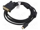 Adapter; DVI-D (24+1) plug,USB C plug; nickel plated; 2m; black DIGITUS
