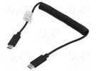 Cable; Power Delivery (PD),coiled,USB 2.0; nickel plated; black DIGITUS
