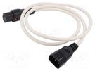 Cable; IEC C13 female,IEC C14 male; PVC; 1m; white; 10A; 250V IEC LOCK