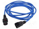 Cable; IEC C13 female,IEC C14 male; PVC; 3m; blue; 10A; 250V IEC LOCK