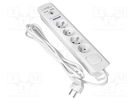 Plug socket strip: protective; Sockets: 4; 230VAC; 10A; white; 3m ORNO