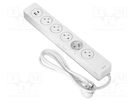 Plug socket strip: protective; Sockets: 5; 230VAC; 16A; white; 1.5m ORNO