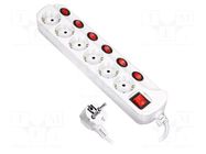 Plug socket strip: protective; Sockets: 6; 230VAC; 10A; black; 1.5m ORNO