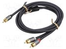 Cable; RCA plug,both sides; 3m; Plating: gold-plated; black-gray Goobay