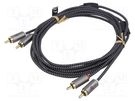 Cable; RCA plug x2,both sides; 3m; Plating: gold-plated; PVC Goobay