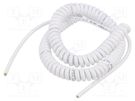 Wire: coiled; 4x0.15mm2; unshielded; PUR; white; 300V; 0.5m; 2m SIMECH